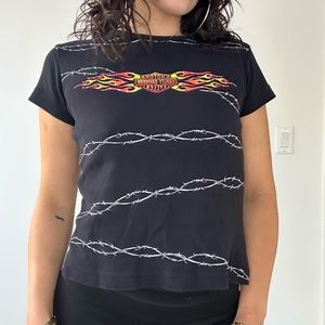 Black Harley Davidson crop top